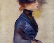 皮埃尔 奥古斯特 雷诺阿 : Young Woman in Bright Blue at the Conservatory